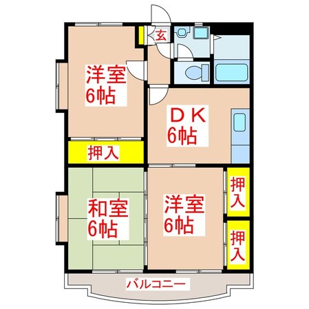 エリヴェール姶良　Ｂ棟の物件間取画像